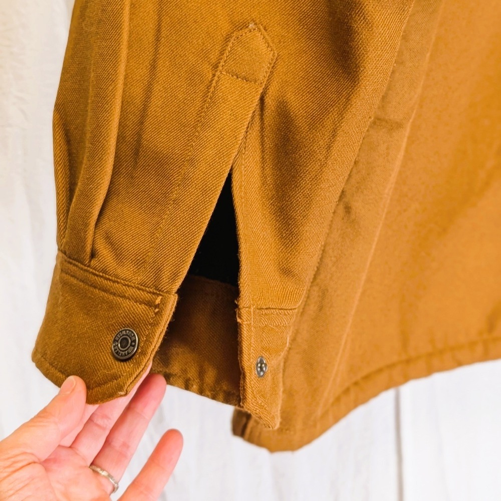 Wrangler Men's Workwear Fleece Lined Hooded Shirt Jacket Brown Duck Canvas XXL - Picture 8 of 8